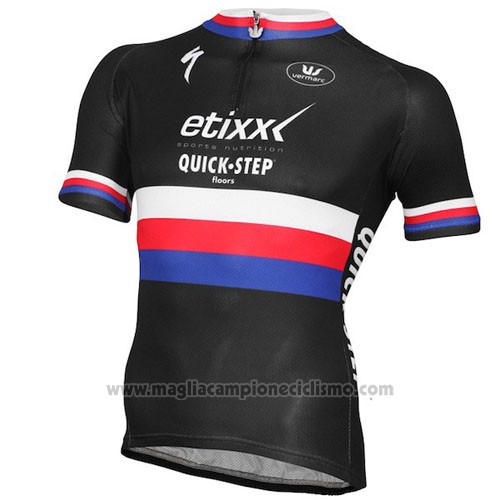 2015 Abbigliamento Ciclismo UCI Mondo Campione Lider Quick Step Nero Manica Corta e Salopette